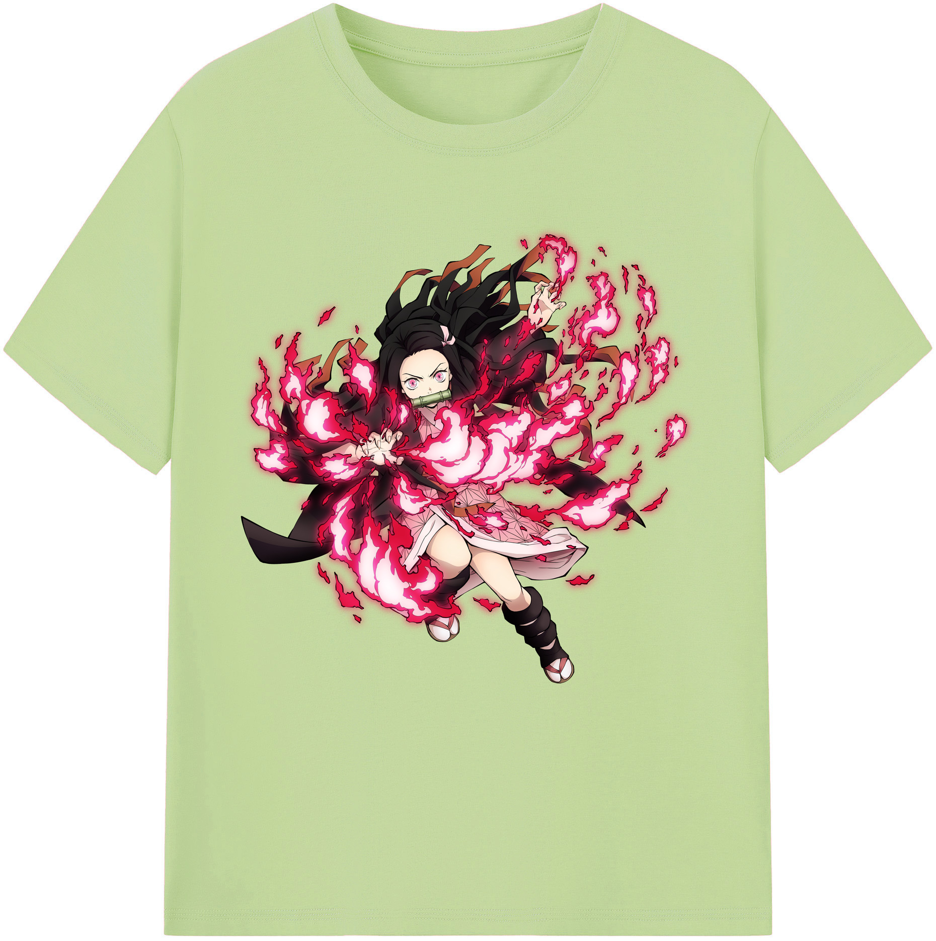 （画像用） 鬼滅の刃（きめつのやいば）竈門 禰󠄀豆子／かまど ねずこ Kamado Nezuko 綿100％半袖Tシャツ（フロントプリント）